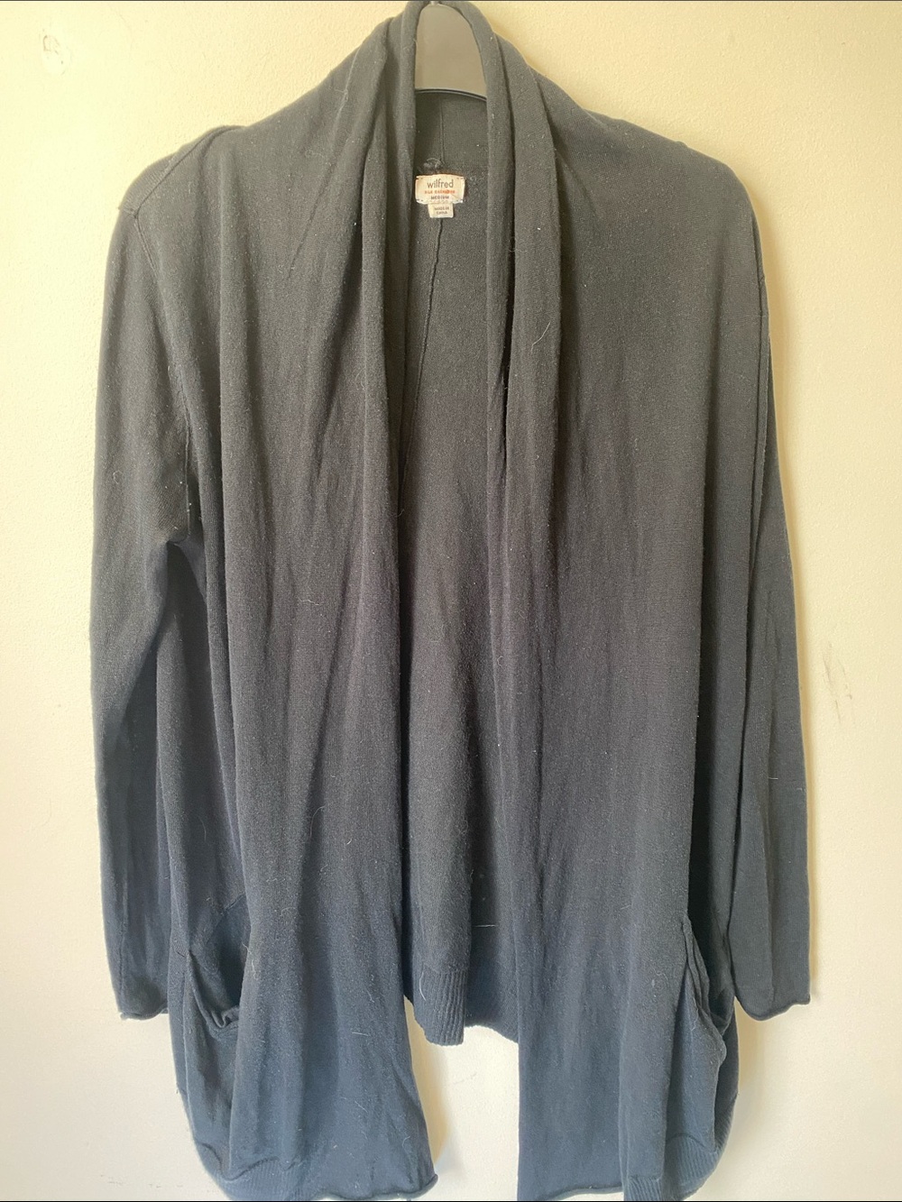 Wilfred Black silk, cashmere Draped Open Cardigan